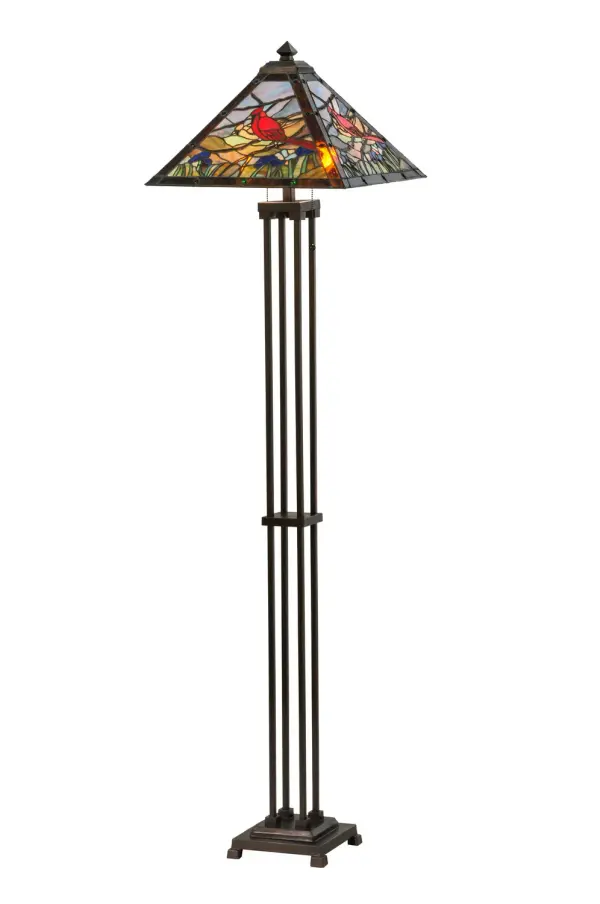 Every Meyda Tiffany item is a unique handcrafted work of art. Natural variations in the wide array of materials that we use to create each Meyda product make every item a masterpiece of its own. Photographs are a general representation of the product. Colors and designs will vary. Collection: Robin Finish: Mahogany Bronze Glass: Stained Glass Width: 24.50" Height: 65.50" Length: 17.00" Weight: 19.50 lb Number of Bulbs: 2 Maximum Wattage: 60.00 W Bulb Type: A19 Bulb Base: Medium Material: Metal Or Polyresin Safety Rating: Dry