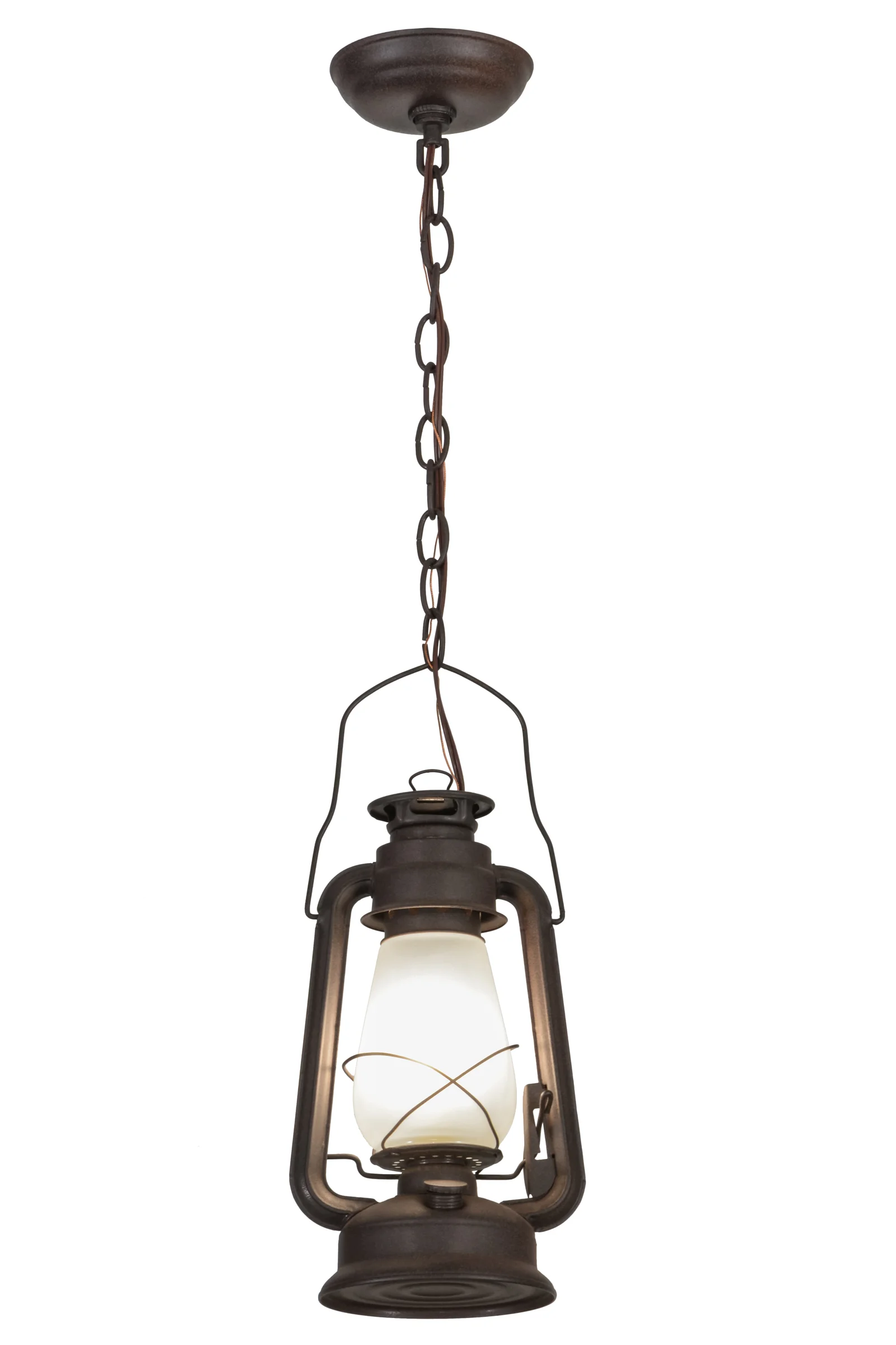 Miners Lantern One Light Mini Pendant in Distressed Rust