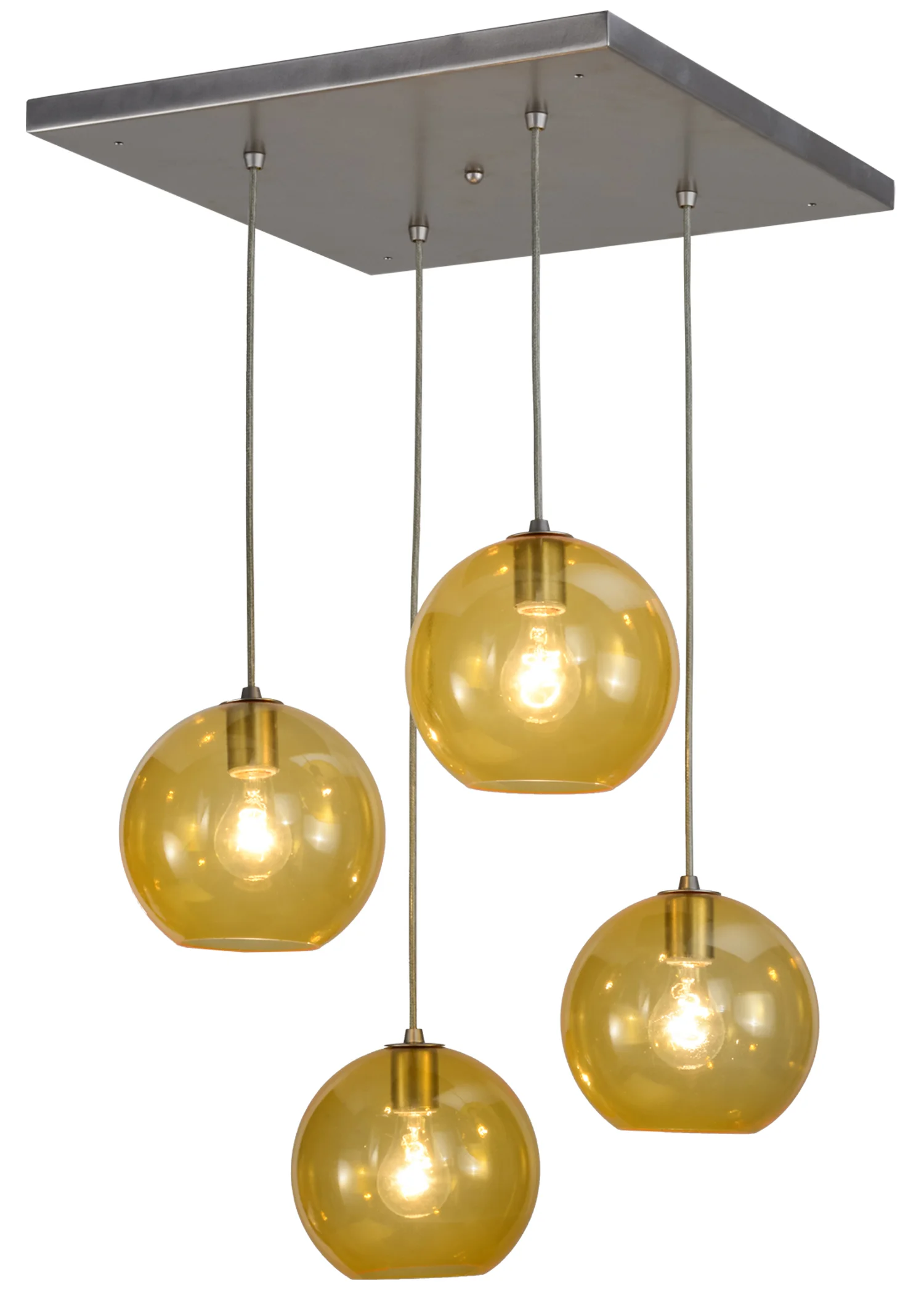 Bola Four Light Pendant in Brushed Nickel Powder Coat
