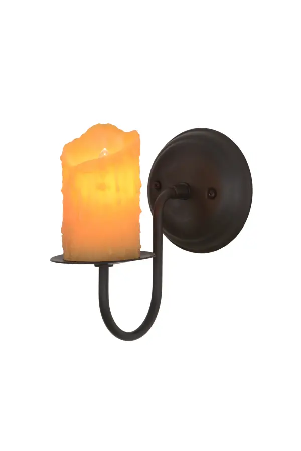 Replicating an old world wall fixture of yore, Loxley was custom crafted with an Amber faux candle covered luminaire on a bobeche hand finished in an Oil Rubbed Bronze. Custom crafted by highly skilled artisans in our 180,000 square foot manufacturing facility in Yorkville, New York, in the USA. Options include dimmable energy efficient lamping such as LED, as well as custom sizes, styles and colors. UL and cUL listed for damp and dry locations. Collection: Loxley Finish: Oil Rubbed Bronze Glass: Amber Width: 5.00" Height: 8.50" Length: 8.00" Weight: 1.00 lb Extension from Wall: 8.00" Number of Bulbs: 1 Maximum Wattage: 25.00 W Bulb Type: B10 Bulb Base: E12 Material: Steel Country of Origin: USA Safety Listing: Damp Safety Rating: Damp