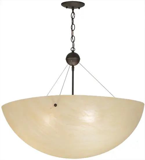 A striking transitional styled ceiling fixture for residential; hospitality and commercial applications; the Cypola features a unique marbleized look with a Sahara Taupe Idalight shade and complemented with hardware finished in Oil Rubbed Bronze. The fixture operates with energy efficient LEDs for energy savings; high quality light; low maintenance and long life. Handcrafted in our Yorkville; NY manufacturing facility. - alternate view