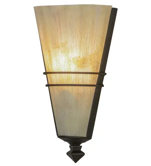 A symbol of the White mainsail shaking high up on a large tall ship during gusts of wind; this wall sconce features an inverted Sandstorm faux linen painted shade standing tall on an Oil Rubbed Bronze finished frame. The wall fixture is powered with energy efficient LEDs for energy savings; high quality light; low maintenance and long life. Handcrafted in our 180;000 square foot manufacturing facility in Yorkville; New York. UL and cUL listed for dry and damp locations. - alternate view