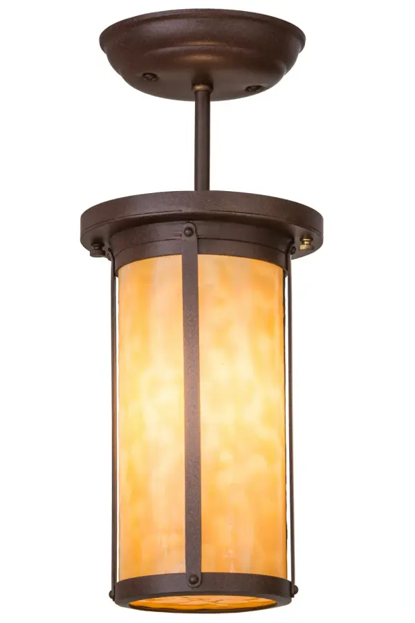 Inspired by the Arts and Crafts Movement, Overbrook features Beige art glass that is kiln fired to achieve its appealing cylindrical profile and curved bottom diffuser. The stunning lighting design is enhanced with hardware featured in a Cafe Noir finish. Soft light is evoked for a beautiful ambiance in nearly any room. The fixture is handcrafted by master artisans in our 180,000 square foot manufacturing facility in Yorkville, New York. Custom designs, styles, sizes and dimmable energy efficient lamping such as LEDs are available. UL and cUL listed for damp and dry locations. Collection: Overbrook Finish: Cafe Noir Glass: Beige Art Glass Width: 6.00" Height: 14.00" Length: 6.00" Weight: 3.00 lb Extension from Wall: 5.50" Number of Bulbs: 1 Maximum Wattage: 60.00 W Bulb Type: A19 Bulb Base: E26 Material: Steel Country of Origin: USA Safety Listing: Damp Safety Rating: Damp