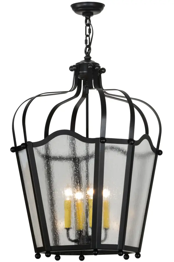 Utilizing a blend of timeless craftsmanship and classic design; the ever-popular Citadel brings home unsurpassed quality and shapely appeal. Evoking a dramatic effect; beautiful ambient light is evoked through Rainstone Idalight which reveals a 4-light faux candelabra featured within this pendant. Citadel is enhanced with a dramatic design and frame featured in a Flat Black finish. The fixture is handcrafted by skilled artisans in our American factory in Upstate New York. Custom options include various sizes; colors; designs and dimmable energy efficient lamping. UL and cUL listed.