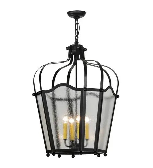 Utilizing a blend of timeless craftsmanship and classic design; the ever-popular Citadel brings home unsurpassed quality and shapely appeal. Evoking a dramatic effect; beautiful ambient light is evoked through Rainstone Idalight which reveals a 4-light faux candelabra featured within this pendant. Citadel is enhanced with a dramatic design and frame featured in a Flat Black finish. The fixture is handcrafted by skilled artisans in our American factory in Upstate New York. Custom options include various sizes; colors; designs and dimmable energy efficient lamping. UL and cUL listed. - alternate view