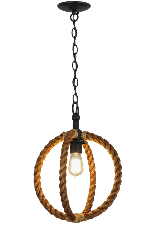 Every Meyda Tiffany item is a unique handcrafted work of art. Natural variations in the wide array of materials that we use to create each Meyda product make every item a masterpiece of its own. Photographs are a general representation of the product. Colors and designs will vary. Collection: Cilindro Finish: Textured Black Glass: Manila Rope Width: 14.00" Height: 22.00" Length: 14.00" Weight: 3.50 lb Number of Bulbs: 1 Maximum Wattage: 60.00 W Bulb Type: A19 Bulb Base: E26 Material: Steel Country of Origin: USA Safety Listing: Damp Safety Rating: Damp