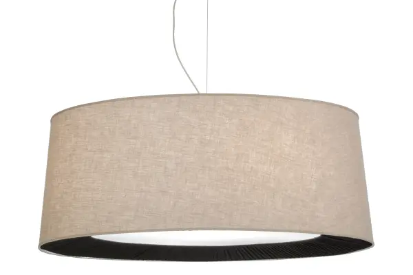 A handsome architectural style for today's interiors. The pendant is designed with a tapered Tuscany Textrene shade and a Black pleated fabric bottom which tapers up to a Statuario Idalight diffuser. The hardware is finished in Nickel. Energy efficient LEDs used for high quality of light; energy savings; maintenance and long life. The fixture is handcrafted by master artisans in our 180;000 square foot manufacturing facility in Yorkville; New York. Custom designs; styles; sizes and dimmable energy efficient lamping options are available. UL and cUL listed for damp and dry locations.