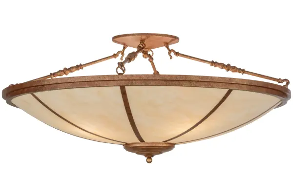 A warm transitional look for residential and commercial spaces. Designed with a luxurious Sahara Taupe Idalight shade, this fixture is enhanced with Autumn Leaf finished hardware. The fixture is handcrafted by master artisans in our 180,000 square foot manufacturing facility in Yorkville, New York. Custom designs, styles, sizes and dimmable energy efficient lamping options are available. UL and cUL listed for damp and dry locations. Collection: Commerce Finish: Autumn Leaf Glass: Sahara Taupe Idalight Width: 45.00" Height: 20.50" Length: 45.00" Weight: 35.00 lb Number of Bulbs: 4 Maximum Wattage: 60.00 W Bulb Type: A19 Bulb Base: E26 Material: Steel Country of Origin: USA Safety Listing: Damp Safety Rating: Damp