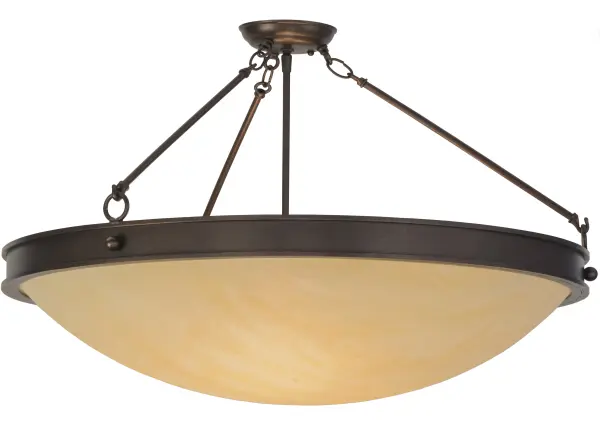 Offering an elegant look for any interiors, this stunning ceiling fixture features a Sahara Taupe Idalight shade, which is enhanced with a frame and hardware featured in a Mahogany Bronze finish. This fixture is ideal for hallways, living spaces and other rooms in both residential and commercial environments. The fixture is handcrafted by master artisans in our 180,000 square foot manufacturing facility in Yorkville, New York. Custom designs, styles, sizes and dimmable energy efficient lamping options are available. UL and cUL listed for damp and dry locations. Collection: Dionne Finish: Mahogany Bronze Glass: Sahara Taupe Idalight Width: 30.00" Height: 20.00" Length: 30.00" Weight: 19.00 lb Extension from Wall: 20.00" Number of Bulbs: 3 Maximum Wattage: 60.00 W Bulb Type: A19 Bulb Base: E26 Material: Steel Country of Origin: USA Safety Listing: Damp Safety Rating: Damp