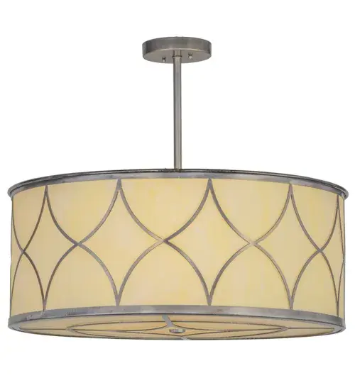 This architectural pendant is designed for modern and transitional interiors. Deco stylized diamond accents and trim are featured on a Creme Carrare Idalight lens and enhanced with a stunning Steel finish. Handcrafted by highly skilled artisans in our 180,000 square foot manufacturing facility in Yorkville, New York. This fixture is available in custom sizes, styles, colors and dimmable energy efficient lamping options such as LED. UL and cUL listed for damp and dry locations. Collection: Diamond Finish: Steel Glass: Creme Carrare Idalight Width: 30.00" Height: 25.00" Length: 30.00" Weight: 23.00 lb Number of Bulbs: 4 Maximum Wattage: 60.00 W Bulb Type: A19 Bulb Base: E26 Material: Steel Country of Origin: USA Safety Listing: Damp Safety Rating: Damp - alternate view