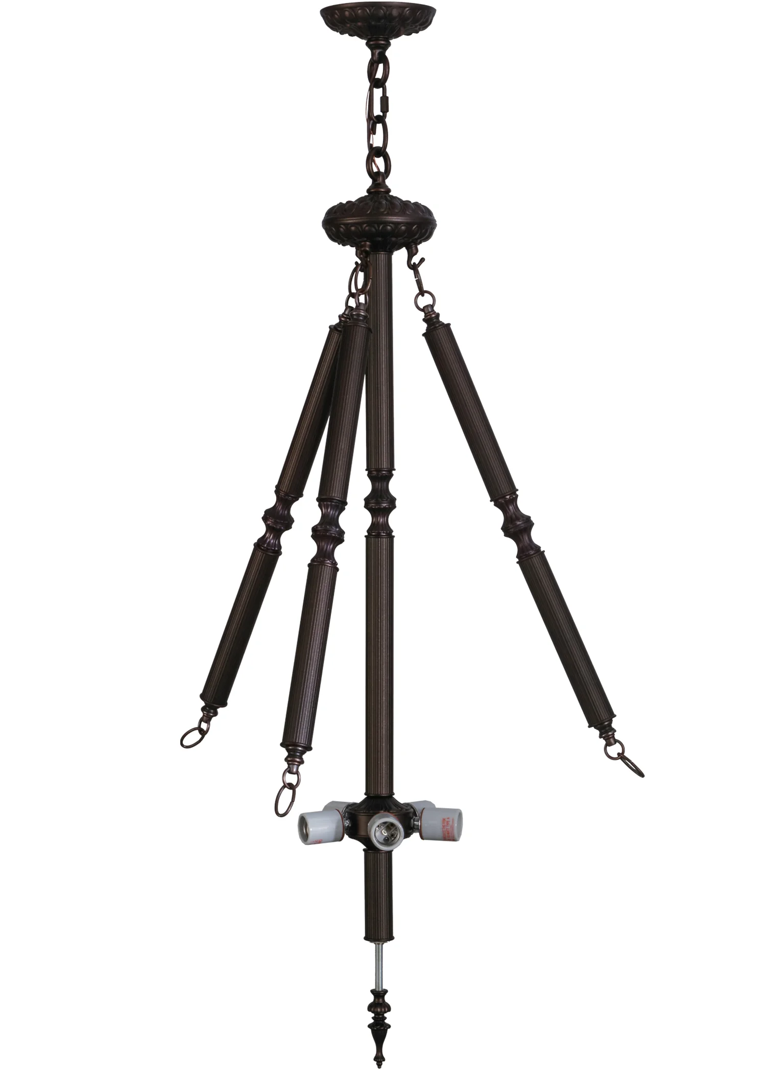 Inverted Pendant Hardware Five Light Inverted Pendant Hardware in Mahogany Bronze
