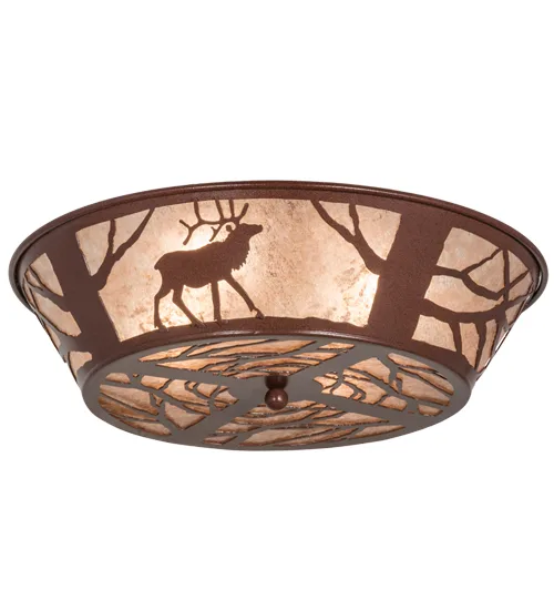 22"W Elk on the Loose Flushmount