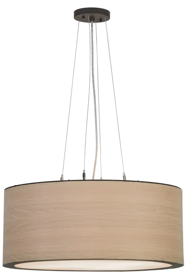 Like a fine piece of furniture, this pendant captures a warm feeling of relaxation and serenity that will enhance modern living. This shade features a White Oak veneer and is illuminated for ambient lighting and complemented with hardware finished in an Oil Rubbed Bronze. The pendant is enhanced with a Statuario Idalight bottom diffuser. Handcrafted by highly skilled artisans in our 180,000 square foot manufacturing facility in Yorkville, New York. This fixture is available in custom sizes, styles, colors and dimmable energy efficient lamping options such as LED. UL and cUL listed for damp and dry locations. Collection: Cilindro Finish: Oil Rubbed Bronze Glass: White Oak Veneer Width: 24.00" Height: 14.00" Length: 24.00" Weight: 14.00 lb Number of Bulbs: 4 Maximum Wattage: 60.00 W Bulb Type: A19 Bulb Base: E26 Material: Steel Country of Origin: USA Safety Listing: Damp Safety Rating: Damp