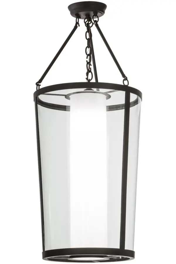 Designed with a curved profile and a clean architectural look, this appealing and versatile ceiling fixture defines a sophisticated aesthetic. This pendant features Clear glass that reveals a Statuario White Idalight cylindrical shaped diffuser which is complemented with a frame and hardware featured in an Oil Rubbed Bronze finish. A customer-supplied PAR30 LED delivers energy savings and long lamp life. Handcrafted by highly skilled artisans in our 180,000 square foot manufacturing facility in Yorkville, New York. Available in a wide range of custom choices including various designs, colors, sizes and dimmable energy efficient lamping options such as LED. UL and cUL listed for damp and dry locations. Collection: Cilindro Finish: Oil Rubbed Bronze Glass: Crystal Idalight Width: 18.00" Height: 42.00" Length: 18.00" Weight: 28.00 lb Number of Bulbs: 1 Maximum Wattage: 20.00 W Bulb Type: PAR30 Bulb Base: E26 Material: Steel Country of Origin: USA Safety Listing: Damp Safety Rating: Damp
