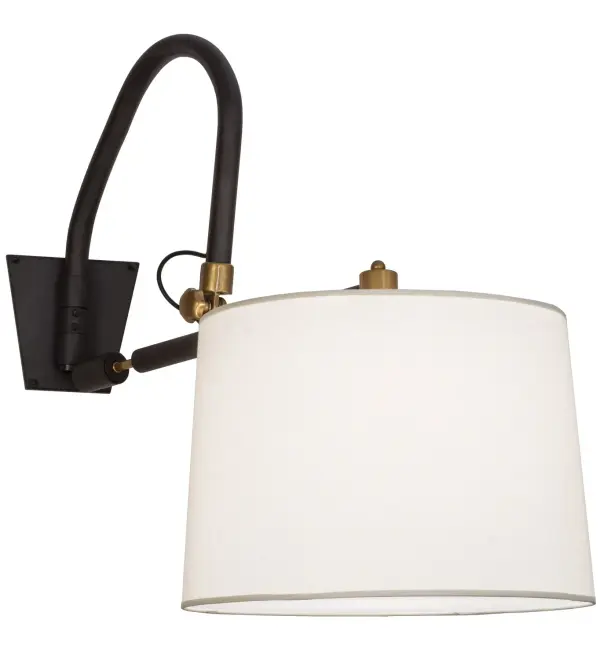 Designed with a curved profile and a clean architectural look, this appealing and versatile ceiling fixture reveals a sophisticated aesthetic. An Eggshell Textrene shade is complemented with Black finished hardware and a swing arm that adjusts left and right and pivots up and down, which are enhanced with Oil Rubbed Bronze Flat Satin Brass accents. Handcrafted by highly skilled artisans in our 180,000 square foot manufacturing facility in Yorkville, New York. Available in a wide range of custom choices including various designs, colors, sizes and dimmable energy efficient lamping options such as LED. The Stuyvesant sconce is UL and cUL listed for damp and dry locations. Collection: Stuyvesant Finish: Oil Rubbed Bronze Glass: Eggshell Textrene Width: 20.00" Height: 33.50" Length: 20.00" Weight: 15.50 lb Extension from Wall: 20.00" Number of Bulbs: 1 Maximum Wattage: 60.00 W Bulb Type: A19 Bulb Base: E26 Material: Steel Country of Origin: USA Safety Listing: Damp Safety Rating: Damp