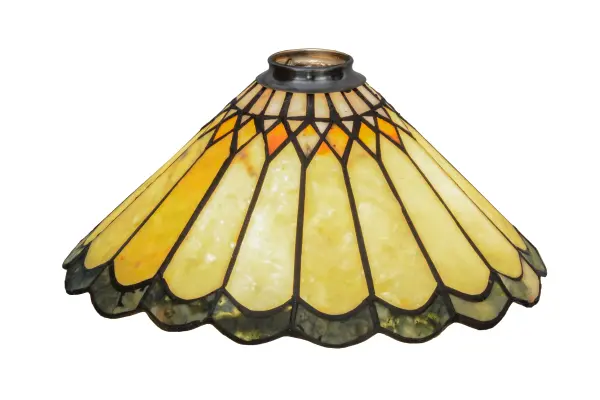 Thinly carved and polished natural Jadestone in earthy tones of Moss Green; Tan and Coral; become luminescent in this charming scalloped edged shade. The stone shade is crafted with the famous Meyda Tiffany copperfoil process used to create stained glass shades.? Pairs well with a base to create a table or floor lamp; or matches with hardware to build a beautiful wall or ceiling fixture. The Carousel Jadestone Shade is featured in our American designed; handcrafted Jadestone Lighting Collection. Each shade is a unique work of art with color variations based on natural ingredients inherent in the Jadestone. Contact us if color matching is critical when ordering multiple items.