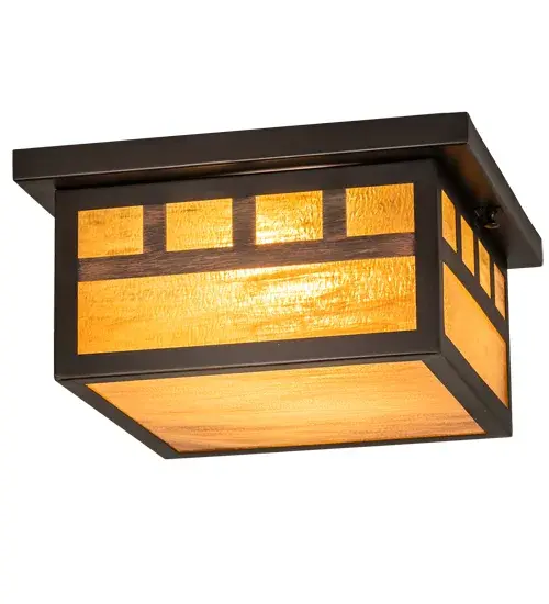 A Solid Brass profile and straight line design inspired by the Mission movement are the hallmarks of this handsome American Craftsman Signature style lantern. This Arts & Crafts motif comes to light through Honey Amber art glass complemented with handsome hardware featured in a Craftsman Brown finish. Designed for both indoor and outdoor applications. Handcrafted by Meyda artisans in the Yorkville; NY manufacturing facility at the foothills of the Adirondack Mountains. - alternate view
