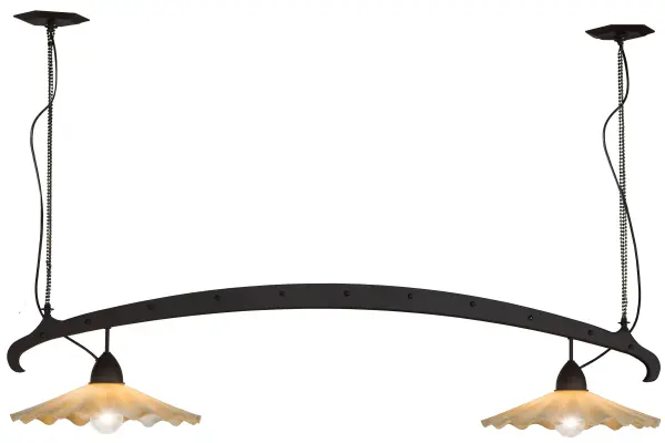 An eclectic lighting design that complements a wide range of interior decor; Galatia offers scalloped Beige art glass shades for a unique look. The shades are complemented with hardware enhanced with a stunning Oil Rubbed Bronze finish. The pendant is ideal for illuminating islands; counters; bars and other tables. The fixture is handcrafted by Meyda artisans in our manufacturing facility in the USA. Custom colors; styles and sizes are available. Energy efficient lamping options are offered.