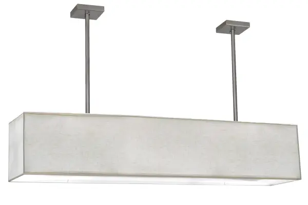 Rendering a stunning architectural look; this sleek linear lighting design features streamlined Cream Textrene that is enhanced with a Statuario Idalight bottom diffuser and hardware featured in a Nickel powder coat finish. The oblong 60-inch fixture is equipped with 48-inch suspension stems that can be shortened in the field to customize the distance from the ceiling. Ideal for illuminating dining tables; islands; bars; reception areas and counters. Handcrafted by master artisans in our 180;000 square foot manufacturing facility in Yorkville; New York. Custom designs; styles; sizes and dimmable energy efficient lamping options are available. UL and cUL listed for damp and dry locations.