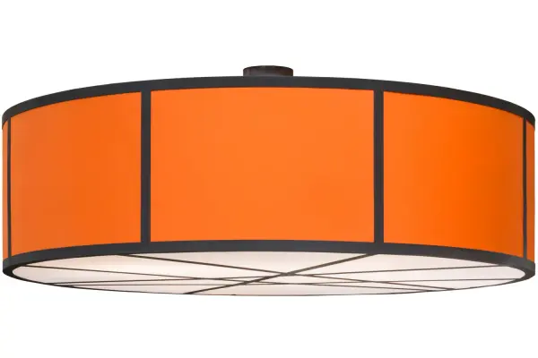 Cilindro infuses contemporary glamour and pop to brighten the mood of any decor with a warm breath of energy. Orange Textrene panels, complemented with a cross hatch patterned Statuario Idalight lower diffuser and Timeless Bronze hardware, punch up an energy-filled modern design that creates a beautiful decorative appearance. The pendant is handcrafted by highly skilled artisans in our 180,000 square foot manufacturing facility in Yorkville, New York and powered by eight energy efficient, 32-watt CFL bulbs. Dimmable LED and standard lamping options are offered, as well as custom sizes, styles and colors. This fixture is UL and cUL listed for damp and dry locations. Collection: Cilindro Finish: Timeless Bronze Glass: Orange Textrene Width: 84.00" Height: 33.00" Length: 84.00" Weight: 220.00 lb Number of Bulbs: 8 Maximum Wattage: 32.00 W Bulb Type: T3 SPIRAL Bulb Base: E26 Light Source: CFL Material: Steel Country of Origin: USA Safety Listing: Damp Safety Rating: Damp