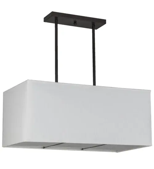 Rendering a stunning architectural look; this structural linear lighting design features a Natural Textrene shade that is enhanced with a Statuario Idalight bottom diffuser. The pendant is complemented with decorative accents and hardware featured in a Timeless Bronze finish. The oblong 42-inch long fixture is equipped with 72-inch suspension stems that can be shortened in the field to customize the distance from the ceiling. Ideal for illuminating dining tables; islands; bars and counters. Custom crafted in our 180;000 square foot manufacturing facility in Yorkville; New York. Choose from an extensive custom palette of lighting designs; sizes; colors; styles and energy efficient lamping options. UL and cUL listed for damp and dry locations. - alternate view