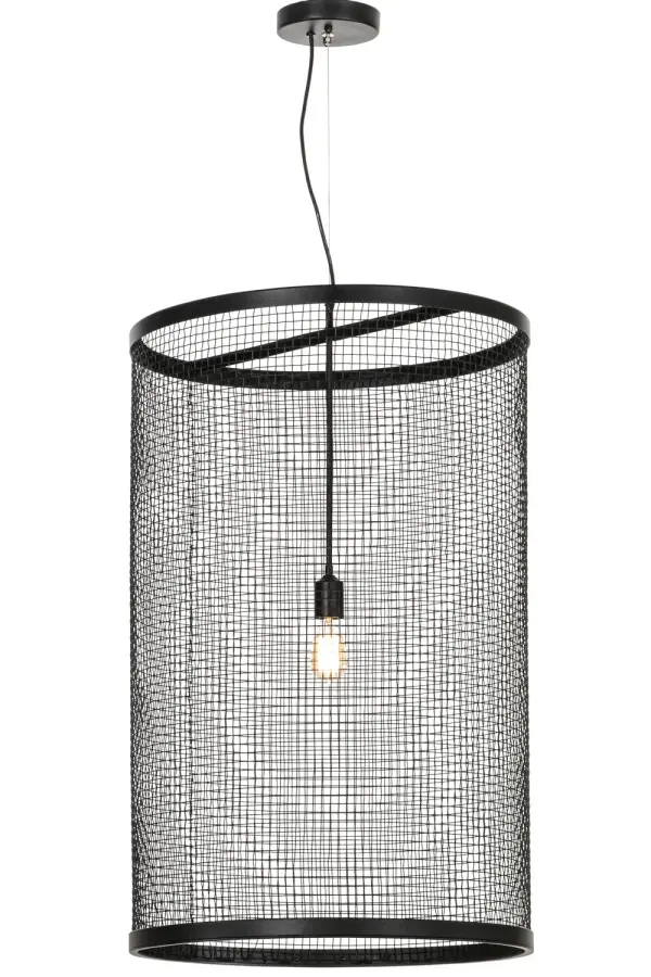 Designed with a curved profile and the architectural Weave-Tex grid design, this appealing and versatile ceiling fixture defines a sophisticated aesthetic. This fixture features our Weave-Tex frame and accents in a Black finish that reveals an Edison A19 lamp. Handcrafted by highly skilled artisans in our 180,000 square foot manufacturing facility in Yorkville, New York, this unique industrial styled pendant is available in a wide range of custom choices including various designs, colors, sizes and dimmable energy efficient lamping options such as LED. This fixture is UL and cUL listed for damp and dry locations. Collection: Cilindro Finish: Black Glass: Black Metal Finish Width: 24.00" Height: 41.00" Length: 24.00" Weight: 22.00 lb Extension from Wall: 11.00" Number of Bulbs: 1 Maximum Wattage: 60.00 W Bulb Type: A19 Bulb Base: E26 Material: Steel Country of Origin: USA Safety Listing: Damp Safety Rating: Damp
