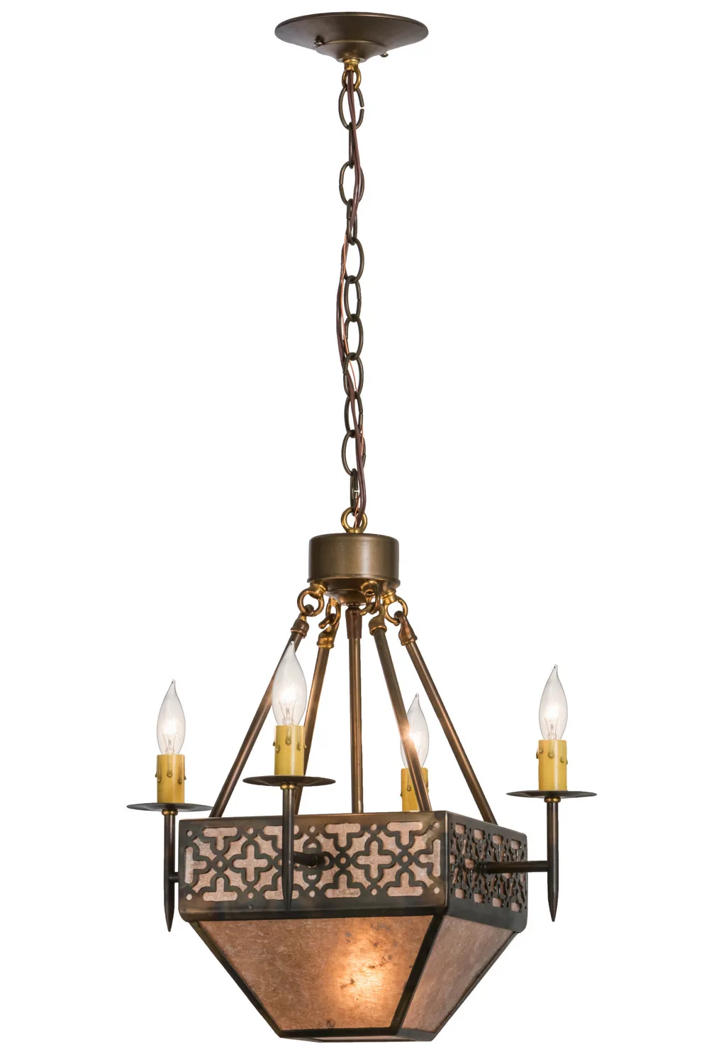 Gironde Five Light Pendant in Light Burnished Antique Copper