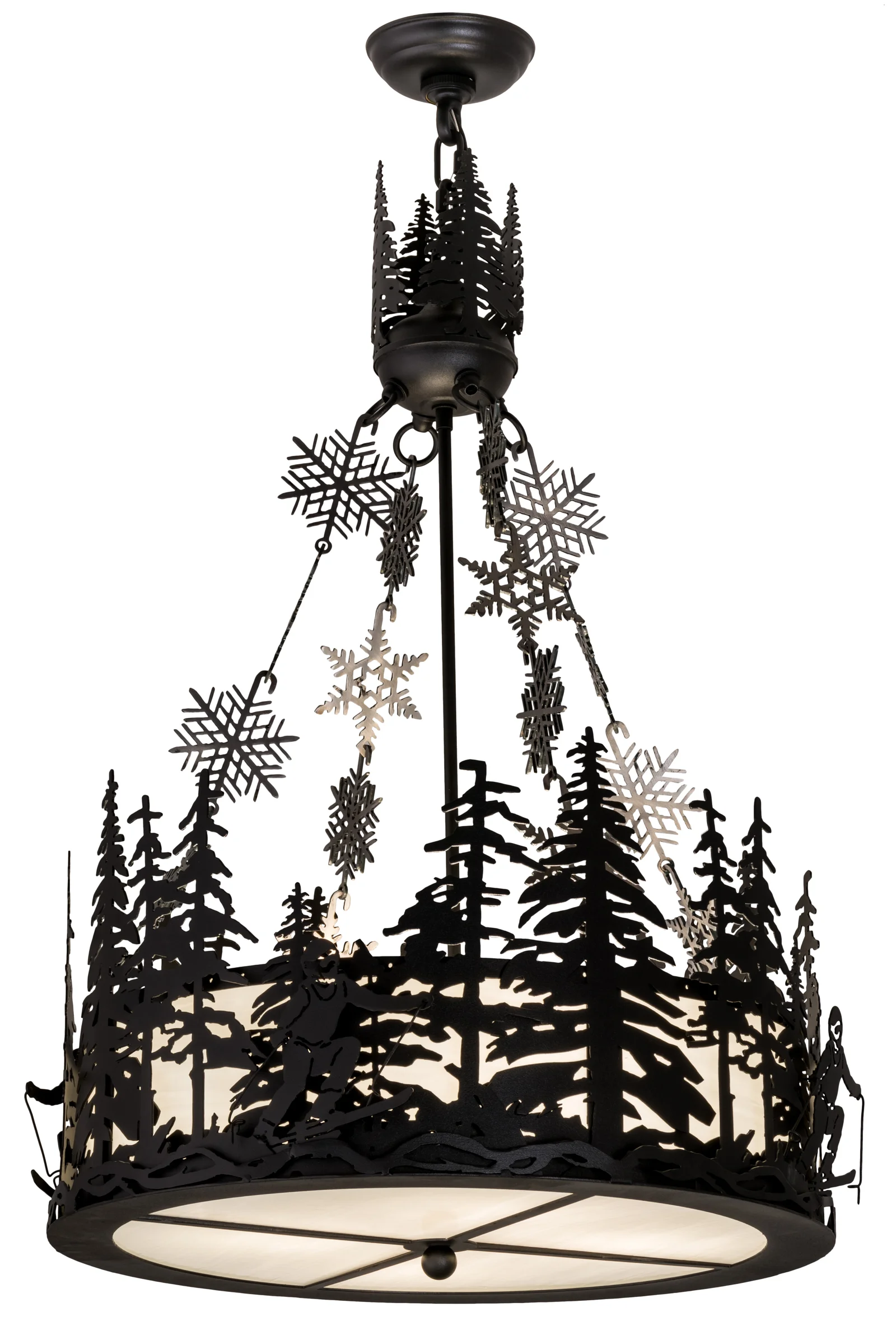 Alpine Four Light Inverted Pendant in Textured Black & Steel