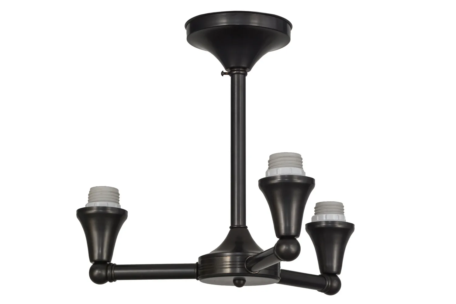 Flushmount Hardware Three Light Flushmount Hardware in Craftsman Brown