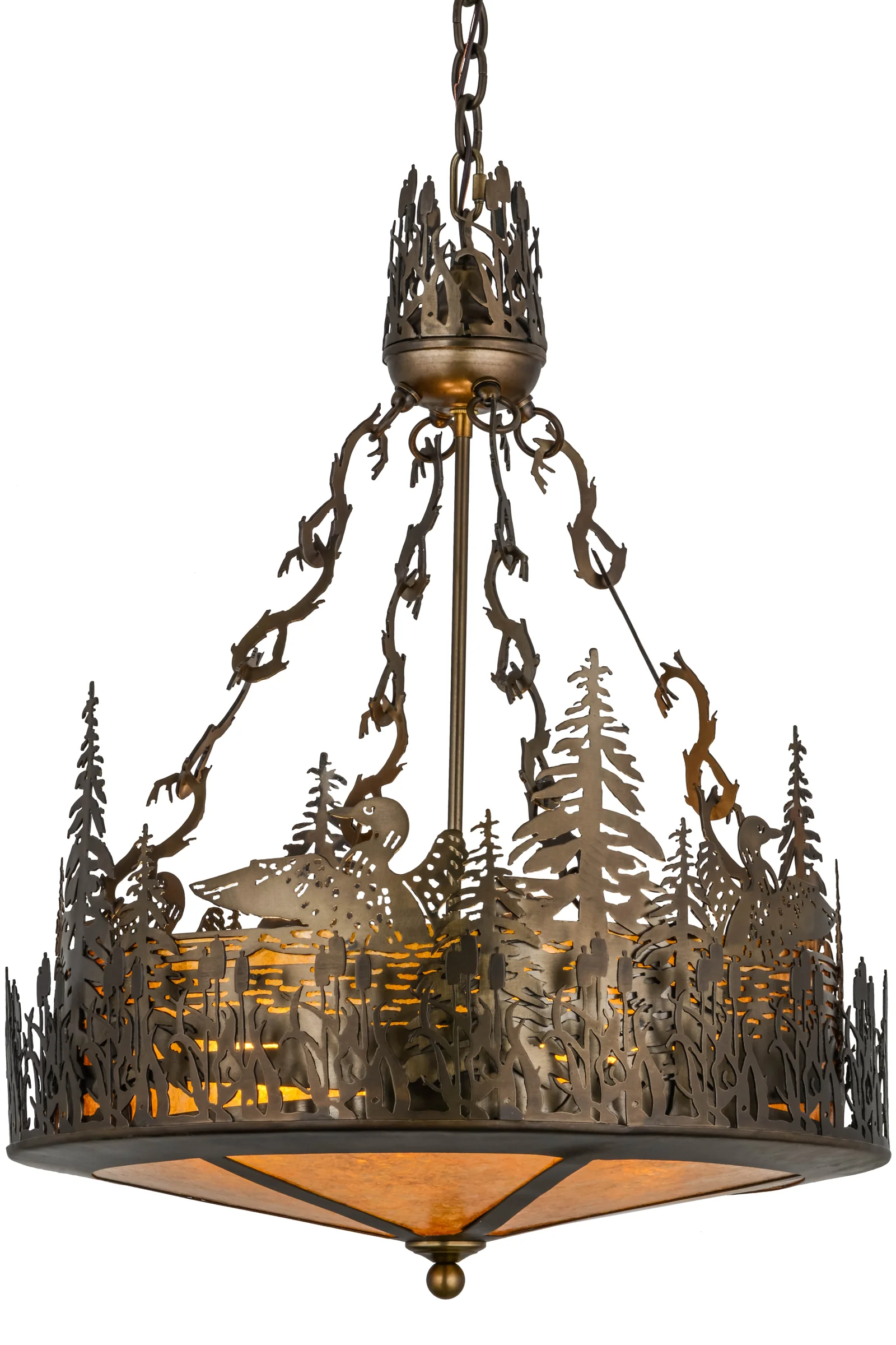 Loon Four Light Inverted Pendant in Antique Copper