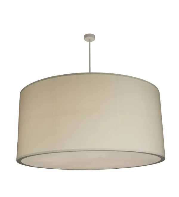 This grand, architectural pendant is designed for modern and transitional interiors. A curved drum styled pendant is designed with a White Textrene shade and Statuario Idalight bottom diffuser. The fixture is custom crafted by Meyda artisans in our Yorkville, NY manufacturing facility. Custom styles, colors and sizes are available, as well as energy efficient lamping options. Collection: Cilindro Finish: Satin White Glass: White Textrene Width: 72.00" Height: 36.00" Length: 72.00" Weight: 90.00 lb Number of Bulbs: 12 Maximum Wattage: 60.00 W Bulb Type: A19 Bulb Base: E26 Material: Steel Country of Origin: USA Safety Listing: Damp Safety Rating: Damp