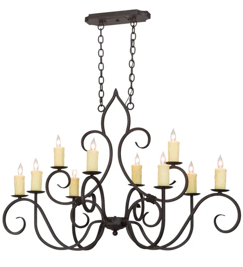 48"L Clifton 10 LT Oblong Chandelier