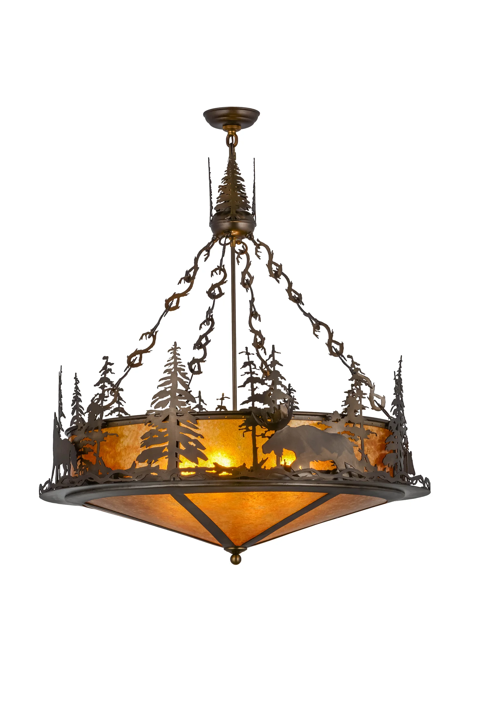 34" Wide Wildlife at Dusk Inverted Pendant