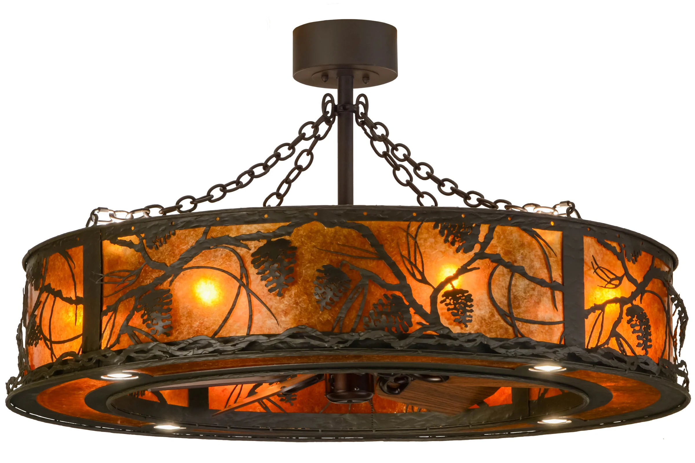 Whispering Pines 16 Light Chandel-Air in Oiled Bronze//Dark Oak Blades