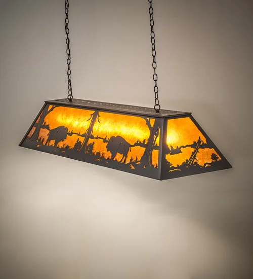 60" Long Buffalo at Lake Oblong Pendant