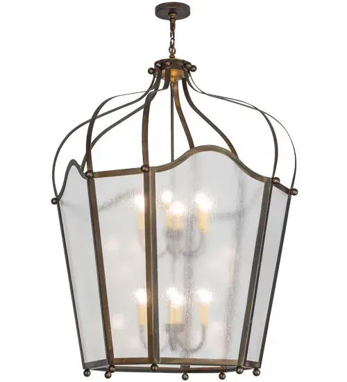Utilizing a blend of timeless craftsmanship and classic design, the ever-popular Citadel brings home unsurpassed quality and shapely appeal. Evoking a dramatic effect, beautiful ambient light is evoked through Rainstone Idalight which reveals two 6-light faux candelabras featured within this pendant. Citadel is enhanced with a dramatic design and frame featured in an Antique Copper finish. The fixture is handcrafted by skilled artisans in our American made 180,000 square foot manufacturing facility in Yorkville, New York. This pendant is available in custom colors, sizes, styles and energy efficient lamping. UL and cUL listed for damp and dry locations. Collection: Citadel Finish: Antique Copper Glass: Rainstone Idalight Width: 42.00" Height: 62.00" Length: 42.00" Weight: 71.00 lb Number of Bulbs: 12 Maximum Wattage: 60.00 W Bulb Type: BA9 Bulb Base: E12 Material: Steel Country of Origin: USA Safety Listing: Damp Safety Rating: Damp - alternate view