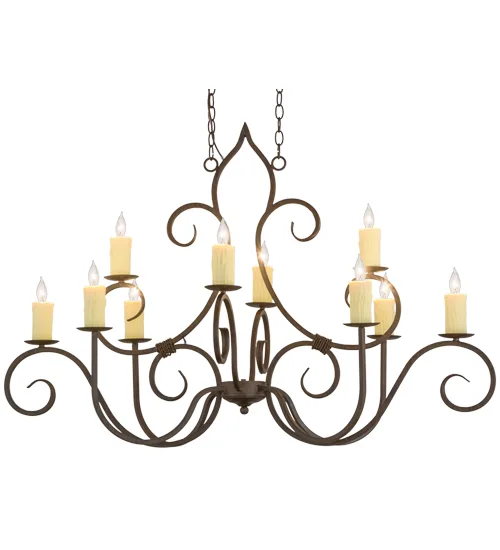 48"L Clifton 10 LT Oblong Chandelier