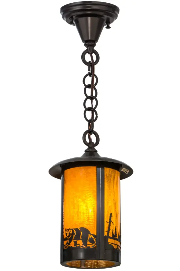 Custom-made from Solid Brass; this mini pendant is constructed for interior and exterior applications. A stunning Craftsman design statement is captured with a dramatic cylindrical profile and a design featuring a majestic Bear meandering along a creek. The Honey art glass diffuser is enhanced with a frame and hardware featured in a Craftsman Brown finish. The mini pendant is ideal for illuminating bars; islands; and tables in timber homes; modern farmhouses; and other spaces. The Fulton Bear Creek Mini Pendant is included in our American-made; American-designed; handcrafted Craftsman Signature Series and manufactured in Yorkville; New York. UL and cUL listed for dry; damp; and wet locations. Our Build Your Own Craftsman Signature Series features unlimited combinations of styles. The collection is called Build Your Own because it is fully configurable and customizable from size and design to finish and lens color. Our Build Your Own Craftsman Signature Series features unlimited combinations of styles. The collection is called Build Your Own because it is fully configurable and customizable from size and design to finish and lens color. Marine-grade; solid brass; or copper raw materials are utilized to ensure items from the Craftsman Signature Series of outdoor and indoor lighting will stand the test of time; as these premium metals are impervious to most types of oxidation. Hand-applied Patina finishes on brass and copper are sealed with a clear varnish and over time; may require gentle maintenance; such as wax; to delay or reverse the natural living finish attributes indicative of this finishing process. Patina finishes on brass and copper provide strong resistance to fading from sun exposure; will not chip or crack; and will not rust like a steel-framed item in the same conditions. Choose from many style options; or send us your concept today! Call today to learn how to use the configuration tool available on our website to generate an item number instantly!