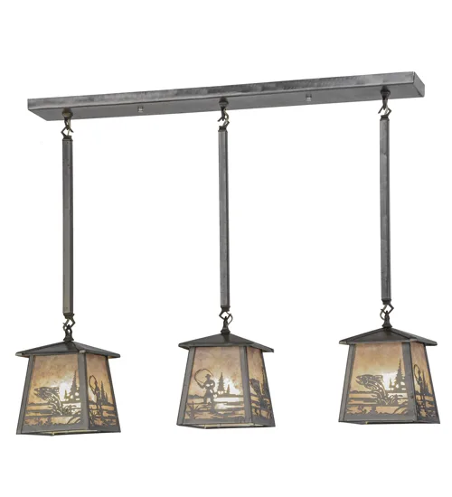 37"L Fly Fishing Creek Bass 3 LT Island Pendant