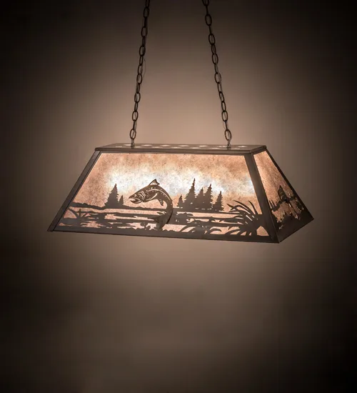 33" Long Leaping Trout Oblong Pendant