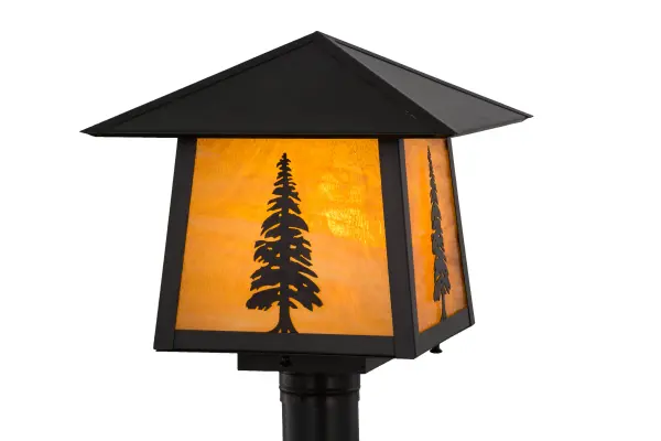 With a Tall Pine tree delicately etched of Solid Brass; rustic charm comes alive with soft warm ambient light through stunning Honey Ripple glass; which is enhanced by Craftsman Brown finished hardware on this nature inspired fixture. Ideal for both exterior lighting applications; the fixture is handcrafted by Meyda artisans in our manufacturing facility at the foothills of New York's Adirondack Mountains. Custom styles; sizes and colors are available; as well as energy efficient lamping options.