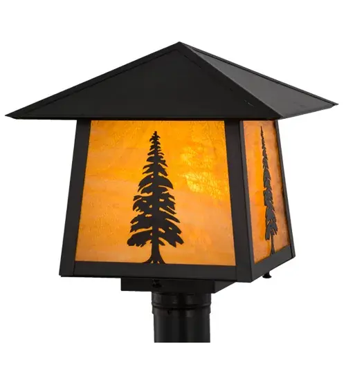 With a Tall Pine tree delicately etched of Solid Brass; rustic charm comes alive with soft warm ambient light through stunning Honey Ripple glass; which is enhanced by Craftsman Brown finished hardware on this nature inspired fixture. Ideal for both exterior lighting applications; the fixture is handcrafted by Meyda artisans in our manufacturing facility at the foothills of New York's Adirondack Mountains. Custom styles; sizes and colors are available; as well as energy efficient lamping options. - alternate view