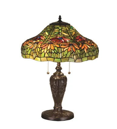 Tiffany Poinsettia 24" Table Lamp in Mahogany Bronze