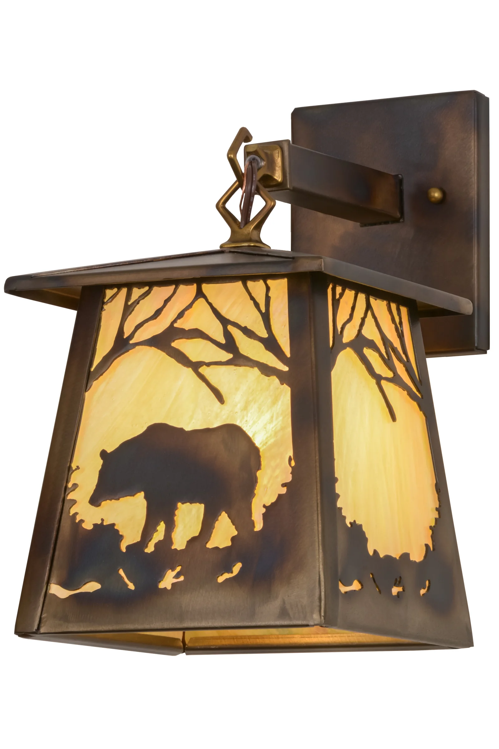 Bear At Dawn One Light Wall Sconce in Dark Burnished Antique Copper