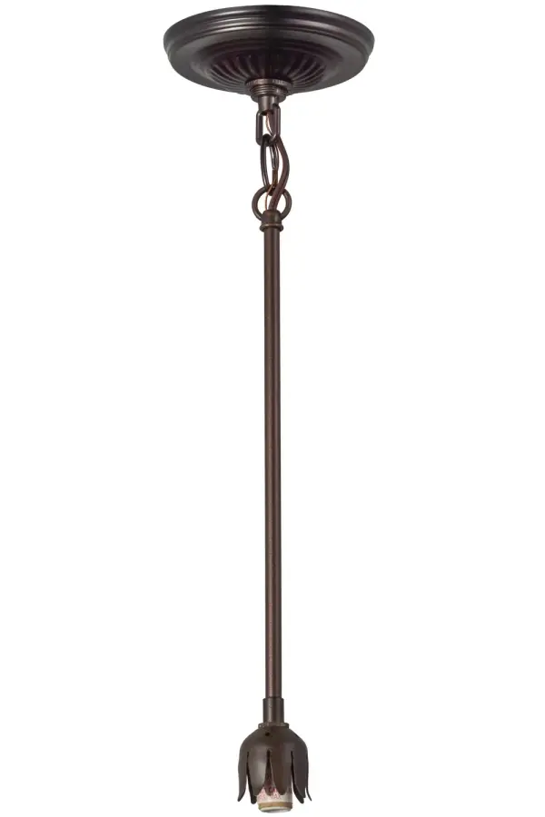 This lovely pendant hardware is enhanced with a Mahogany Bronze finish. The overall height can be adjusted by combining the four stem lengths that are included: 6-inch, 12-inch, 16-inch, and 24-inch in any combination, to achieve the desired drop from the ceiling. The hardware can be paired with any of the large Pond Lily shades that we stock. The Lily Pendant Hardware is included in our American-made, American-designed, handcrafted Pendant Hardware Collection, which is produced in our manufacturing facility in Yorkville, New York. Collection: Twigs Finish: Mahogany Bronze Glass: Chocolate,White Width: 5.00" Height: 7.00" Length: 5.00" Weight: 2.00 lb Extension from Wall: 4.00" Number of Bulbs: 1 Maximum Wattage: 60.00 W Bulb Type: BA9 Bulb Base: E12 Material: Steel Country of Origin: USA Safety Listing: Damp Safety Rating: Damp