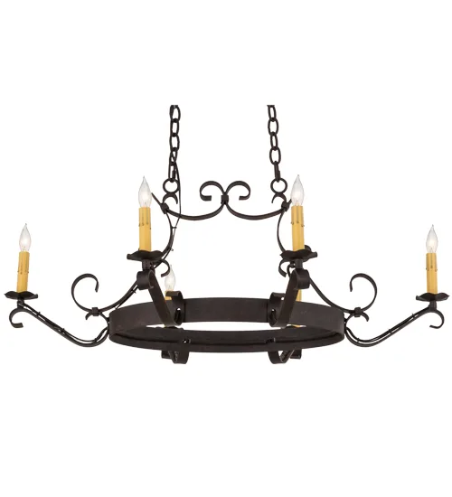 38"L Handforged 6 LT Oval Chandelier