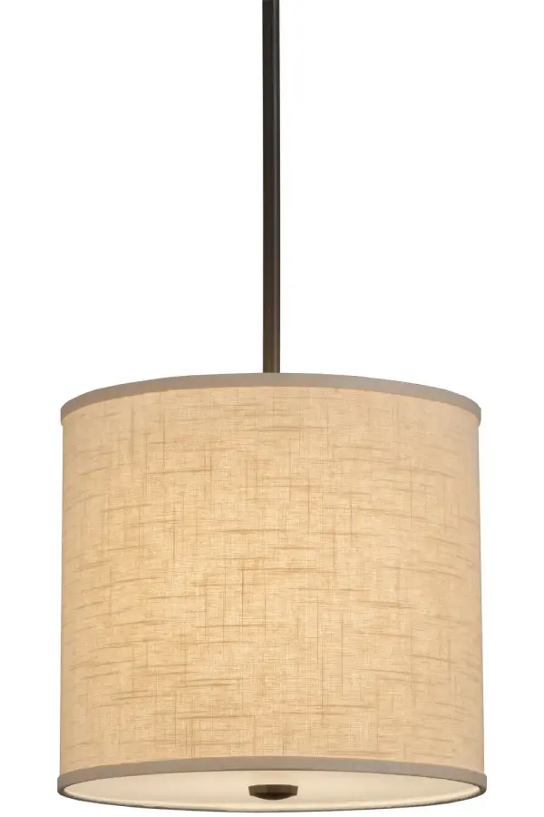 Cool, clean and architecturally designed to complement any style of interiors, this Cilindro pendant is designed with Beige Textrene fabric, along with a Statuario Idalight diffuser on the bottom. The pendant is enhanced with hardware hand finished in Timeless Bronze. Handcrafted by highly skilled artisans in our 180,000 square foot manufacturing facility in Yorkville, New York. Custom sizes, styles and colors are available, as well as dimmable, energy efficient lamping options such as LED. The pendant is UL and cUL listed for dry and damp locations. Collection: Cilindro Finish: Timeless Bronze Glass: Beige Textrene Width: 12.00" Height: 14.00" Length: 12.00" Weight: 3.50 lb Number of Bulbs: 1 Maximum Wattage: 60.00 W Bulb Type: A19 Bulb Base: E26 Material: Steel Country of Origin: USA Safety Listing: Damp Safety Rating: Damp