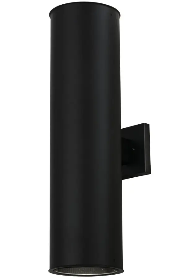Meyda's popular Cilindro style has been adapted for exterior lighting applications with a streamlined cylindrical design. Hand finished in Exterior Black, the fixture includes a Statuario Idalight diffuser on top to deliver ambient lighting on facades and structures. Handcrafted in the Meyda facility in Upstate New York, the fixture is available in custom sizes, styles and colors. Dimmable energy-efficient lamping options are available. Collection: Cilindro Finish: Anodized Effect Black Glass: White,Black Metal Finish Width: 8.50" Height: 30.00" Length: 12.50" Weight: 11.00 lb Extension from Wall: 12.50" Number of Bulbs: 2 Maximum Wattage: 60.00 W Bulb Type: A19 Bulb Base: E26 Material: Steel Country of Origin: USA Safety Listing: Wet Safety Rating: Wet
