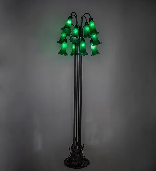 63" High Green Tiffany Pond Lily 12 LT Floor Lamp