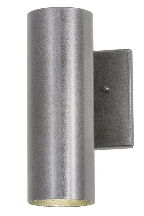 Classic form is integrated with exceptional function. This popular Meyda Cilindro style is adapted for various lighting applications with a streamlined cylindrical design. Hand finished in a Cosmic Silver Vein finish, the fixture is designed to deliver downlighting for a variety of applications. Handcrafted in the Meyda facility in Upstate New York, the fixture is available in custom sizes, styles and colors. Dimmable energy-efficient lamping options are available. Collection: Cilindro Finish: Cosmic Silver Vein Glass: Silver,Black Metal Finish Width: 5.50" Height: 10.00" Length: 6.75" Weight: 3.50 lb Extension from Wall: 6.75" Number of Bulbs: 1 Maximum Wattage: 60.00 W Bulb Type: MR16 Bulb Base: E26 Material: Steel Country of Origin: USA Safety Listing: Damp Safety Rating: Damp